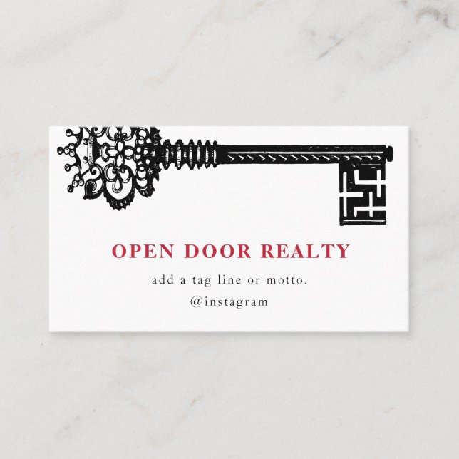 Minimale Real Anwesen Vintag Key Business Card Visitenkarte (Vorderseite)