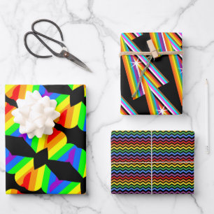 Minimale Regenbogenausrichtung Geschenkpapier Set