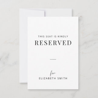 Minimale reservierte Hochzeitssitz-Etikette
