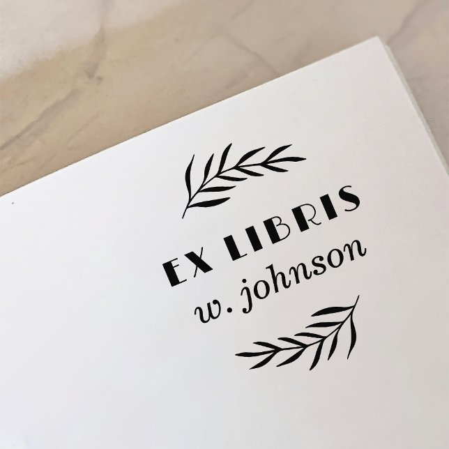 Minimale Retro-Botanische Zweigstelle Ex Libris Bu Permastempel (Von Creator hochgeladen)