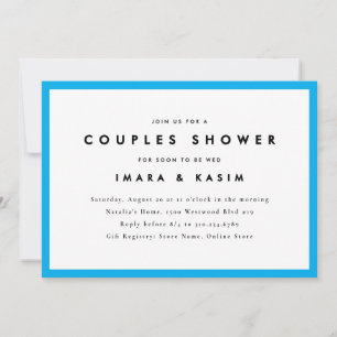 Minimale Retro-Cyan-Hochzeitdusche im Stil der Mit Einladung