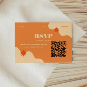 Minimale Retro-Farbvolle Sommerhochzeit QR-Code RSVP Karte