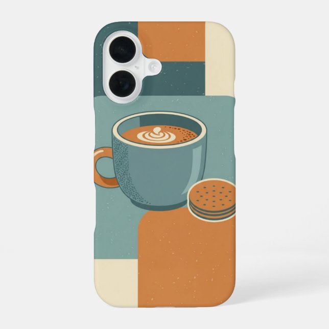 Minimale Retro-Kaffee und Kekse iPhone 16 Hülle (Rückseite)