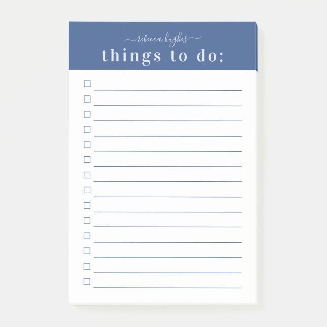 Minimale Retro-Typografie | Blaues Monogramm Post-it Klebezettel (Vorderseite)