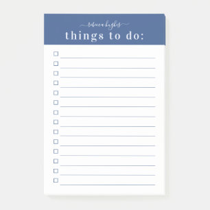 Minimale Retro-Typografie   Blue Monogram Post-it Klebezettel