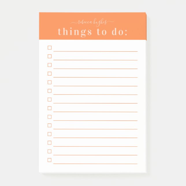 Minimale Retro-Typografie | Orange Monogram Post-it Klebezettel (Vorderseite)