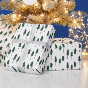 Minimale Retro-Waldkiefern-Bäume Geschenkpapier