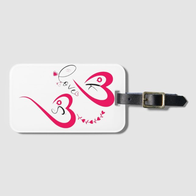 Minimale rosa Herz Liebe Gepäckanhänger (Vorderseite (Horizontal))
