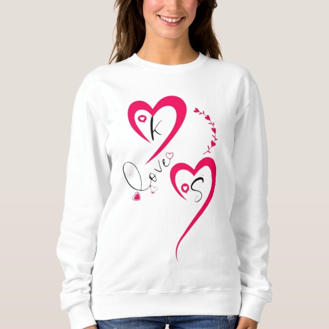 Minimale rosa Herz Liebe Sweatshirt (Vorderseite)