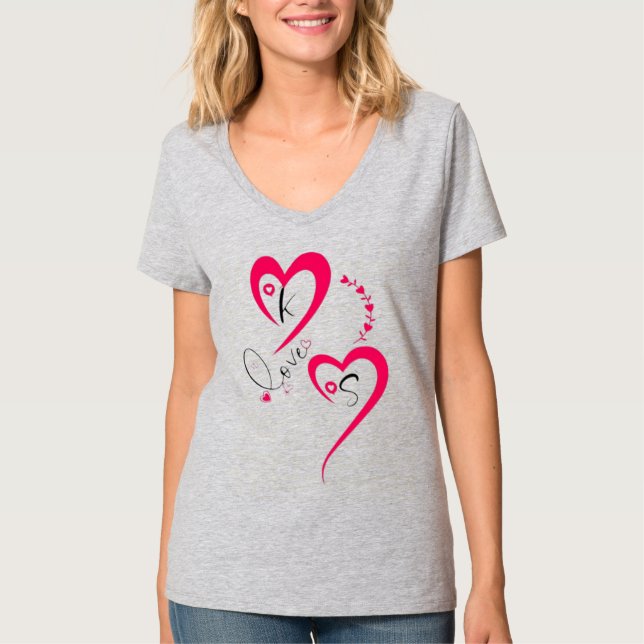 Minimale rosa Herz Liebe T-Shirt (Vorderseite)