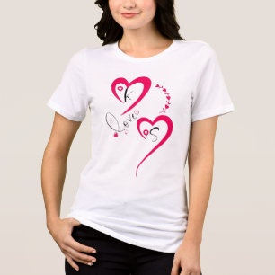 Minimale rosa Herz Liebe Tri-Blend Shirt