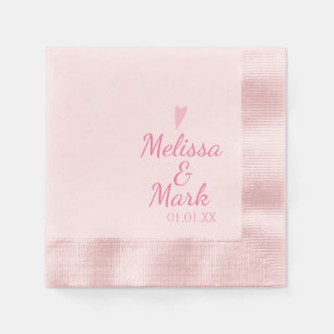 Minimale rosa Hochzeit einfache Herz rosa Monogram Serviette