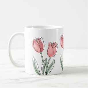 Minimale rosa Tulpen-Tasse   Blumige ästhetische T Kaffeetasse