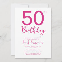 Minimale rosa weiße Schrift 50. Geburtstagsfeier