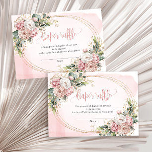 Minimale rosafarbene Floral-Eukalyptus-Windel-Raff Begleitkarte