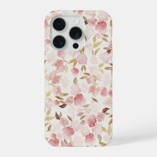 Minimale rosafarbene Floral-Handyhülle | Sanfte Wa iPhone 15 Pro Hülle