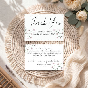 Minimale rosafarbene florale Hochzeitseinladung in Dankeskarte