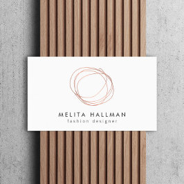 Minimale Rose Gold Designer Scribble Logo II Visitenkarte