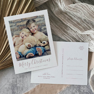Minimale Rose Gold Frohe Weihnachts Portrait Foto Feiertagspostkarte