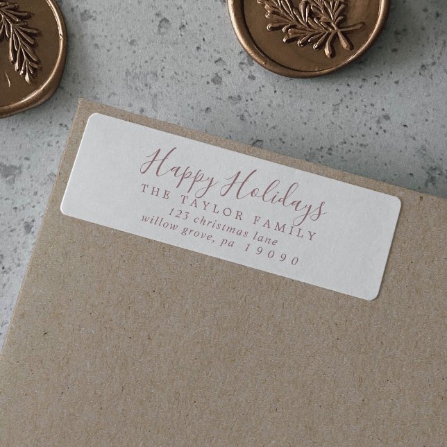 Minimale Rose Gold Happy Holidays Rücksendeadresse (Von Creator hochgeladen)
