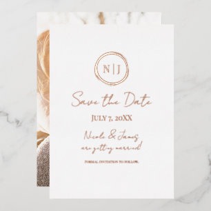 Minimale Rose Gold Modernes Glam Save the Date Fot Folieneinladung