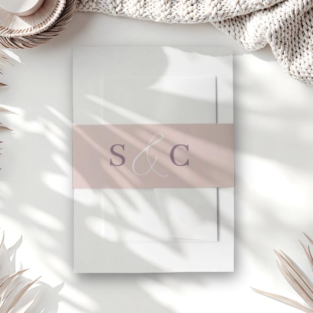 Minimale Rose Gold Monogramm Hochzeit Einladungsbanderole (Von Creator hochgeladen)