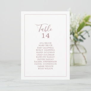 Minimale Rose Gold Tischnummer Seating Chart Cards