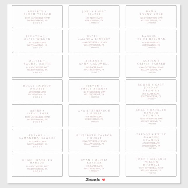 Minimale Rose Gold Typografy Guest Address Labels (Blatt)