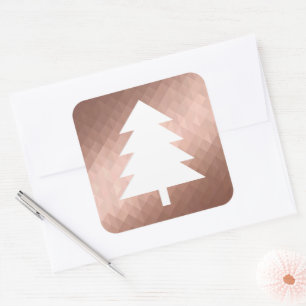 Minimale Rose Gold Weihnachtsbaum modern Quadratischer Aufkleber