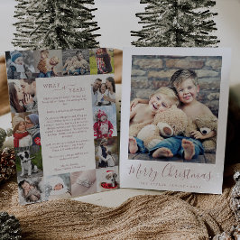 Minimale Rose Was für ein Jahr FotoCollage Weihnac Feiertagskarte