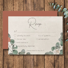 Minimale Rost grüne Eukalyptus-Wreath-Hochzeit RSVP Karte
