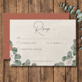 Minimale Rost grüne Eukalyptus-Wreath-Hochzeit RSVP Karte
