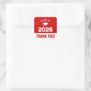 Minimale rote Abschlussklasse 2026 Danke Quadratischer Aufkleber