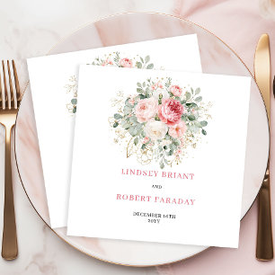 Minimale Röte Florale Eukalyptus Gold Hochzeitsser Serviette