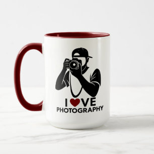 Minimale rote Herz-Fotografie-Liebhaber-Kaffeetass Tasse