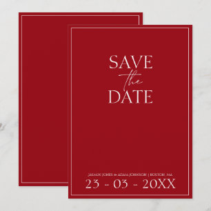 Minimale rote Hochzeitsschrift Save The Date