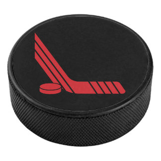Minimale rote Hockeyschläger & Puck