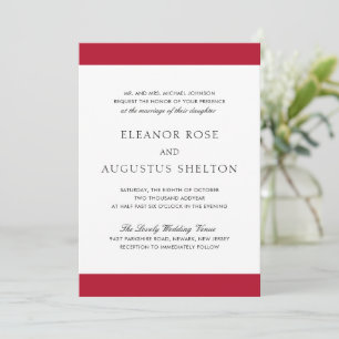 Minimale rote moderne All-in-One-Hochzeit Einladung