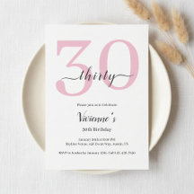 Minimale Röte-Pink Schrift 30. Geburtstagsfeier