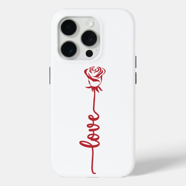Minimale rote Rosen-Linienkunst Case-Mate iPhone Hülle (Rückseite)