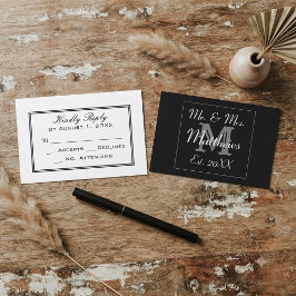 Minimale RSVP-Karte für Schwarz/Weiß-Hochzeit RSVP Karte