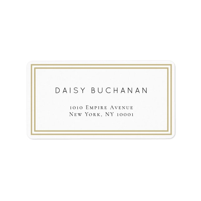 Minimale Rückgabekarte für doppelte Goldrahmen Adressaufkleber (Vorne)