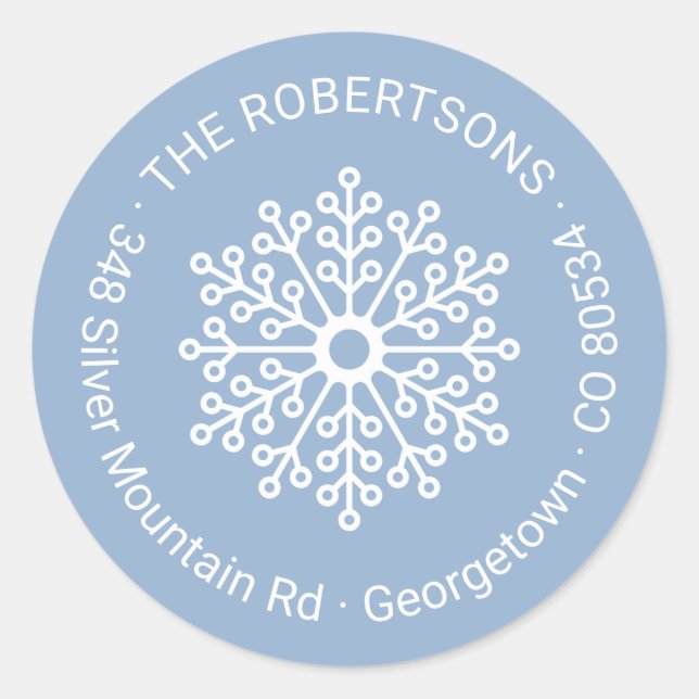 Minimale Rücksendeadresse mit floraler Schneeflock Runder Aufkleber (Vorderseite)