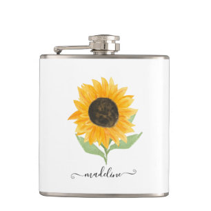 Minimale rustikale Sonnenblume personalisierter Na Flachmann