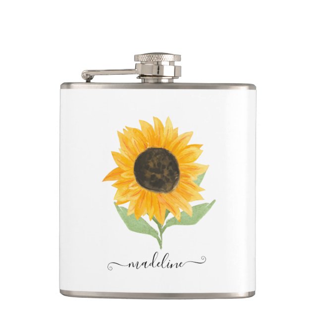Minimale rustikale Sonnenblume personalisierter Na Flachmann (Vorderseite)