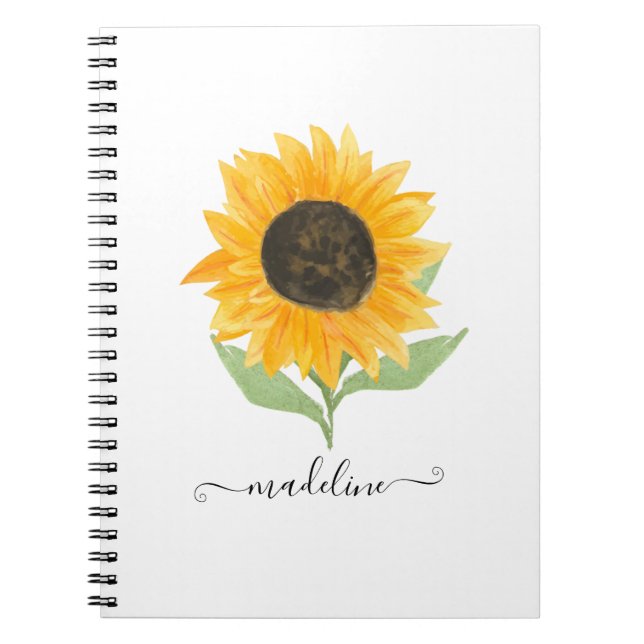 Minimale rustikale Sonnenblume personalisierter Na Notizblock (Vorderseite)