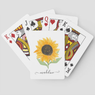 Minimale rustikale Sonnenblume personalisierter Na Spielkarten