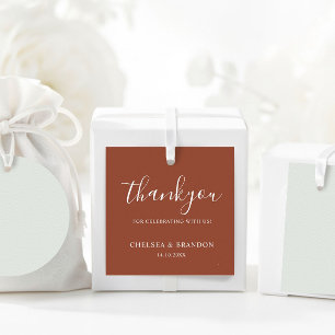 Minimale rustikale Terrakotta-Hochzeits-Dankeskart Geschenkanhänger