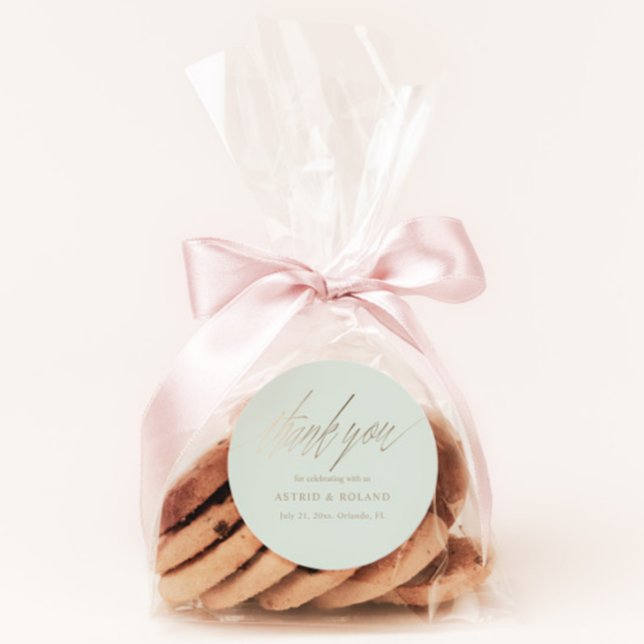 Minimale Sage Green & Imitats Gold Gastgeschenk Ho Runder Aufkleber (Von Creator hochgeladen)