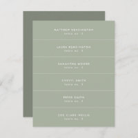 Minimale Sage Green Wedding Place Name Card